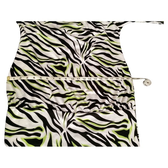 Y2K Women’s Neon White & Black Zebra Print 3/4 Slit Sleeves Off The Shoulder LG - Picture 6 of 16